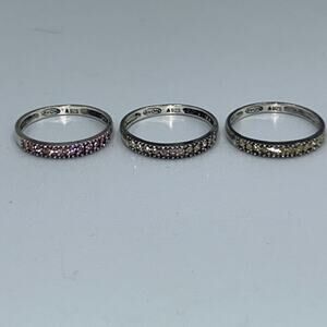 Vintage Avon Sterling Silver Pave Ring Trio Sz 11